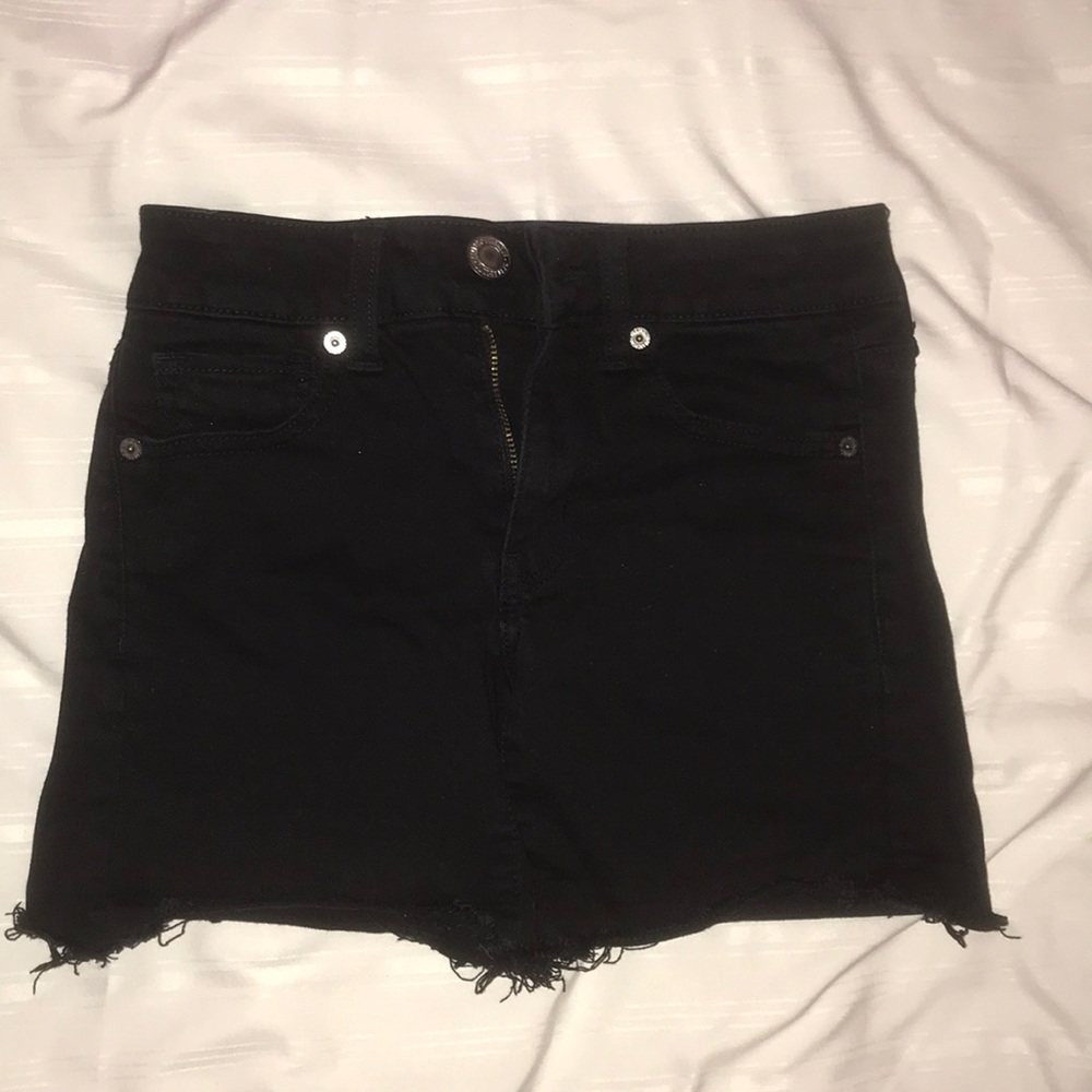 Black denim shorts
